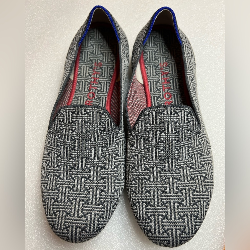 Rothy's Charcoal Grid Loafer Discontinued Excellent Condition Size 9